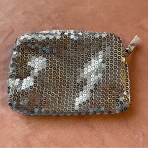 Silver Sequin Little Bag Make Up Evening Out Lipstick Coin Purse Anything Bag